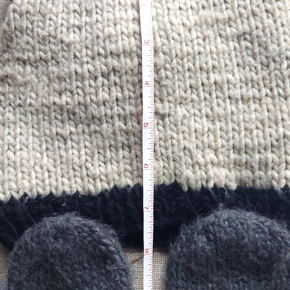 Toddler Bear ears Beanie Hat and Mitten Set - cream gray - size 3-6